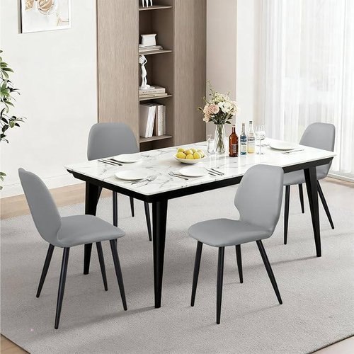 🔥 Aimerive Leather Dining Chairs Set of 4, Mid Century Modern Minimalist Upholstered Kitchen Chairs with Breathable Seat C  — $59.99  (was $129)