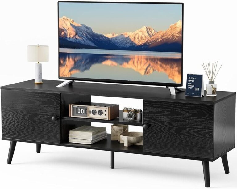 🔥 TV Stand, Modern Mid Century Entertainment Center with Storage