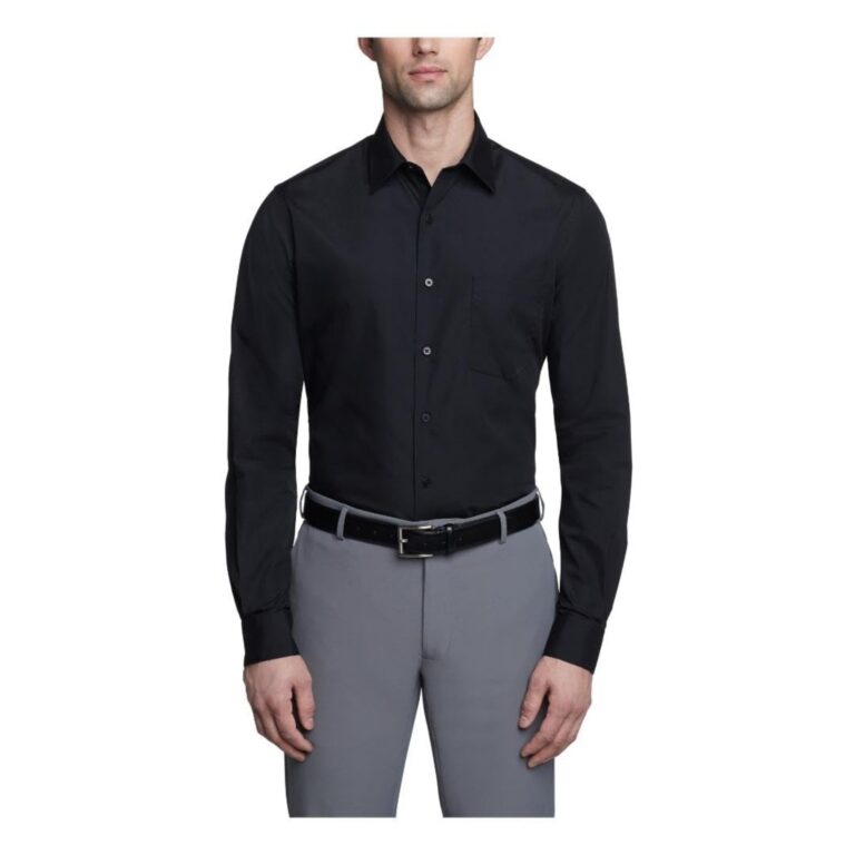 🔥 Van Heusen Men’s Dress Shirt Fitted Poplin Solid, Black  — $11.72  (was $28.00)