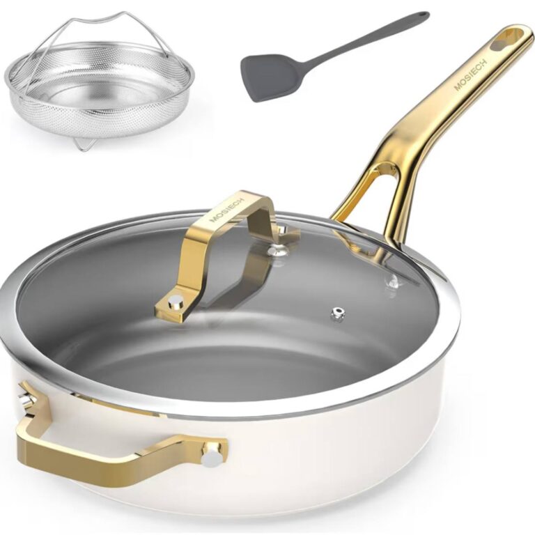 🔥 10-in-1 White Ceramic Nonstick Deep Saute Pan Set With Steamer & Lid, 4QT  — $21  (was $85)