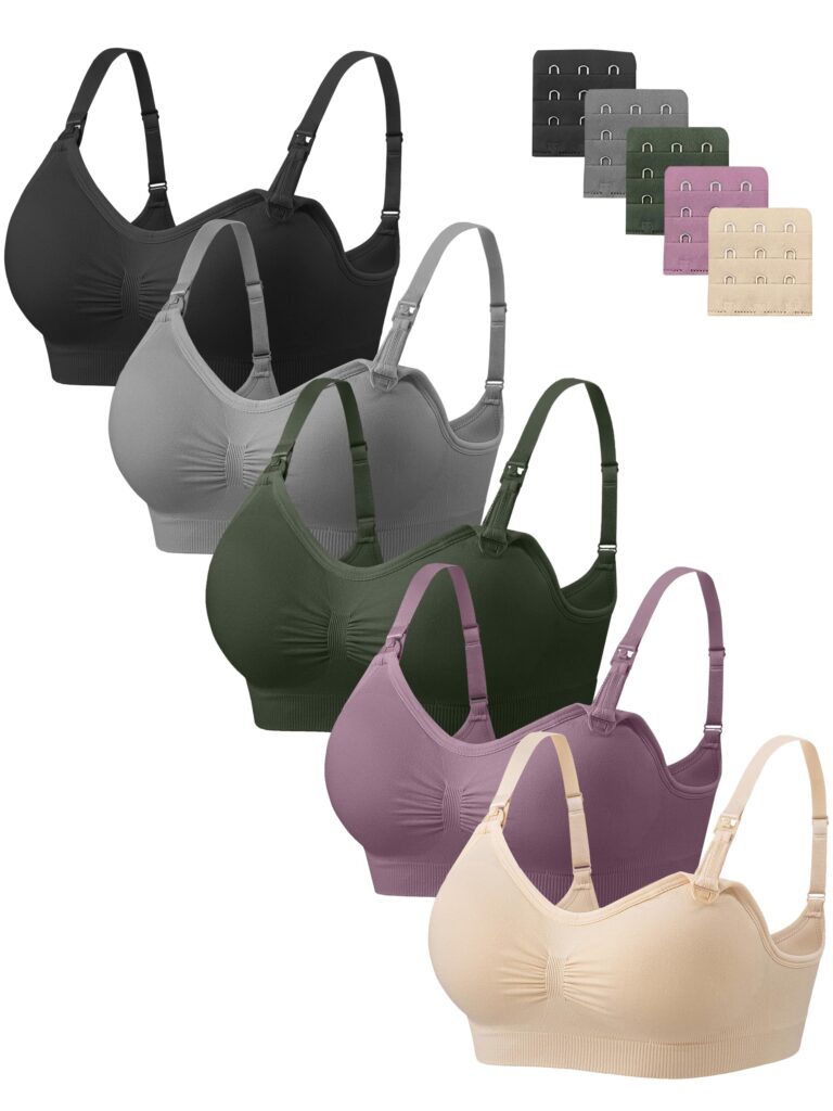 🔥 Angelhood Nursing Bra 5 Pack Womens Maternity Breastfeeding Seamless Wireless Sleep with Extenders  — $19.99  (was $42.99)