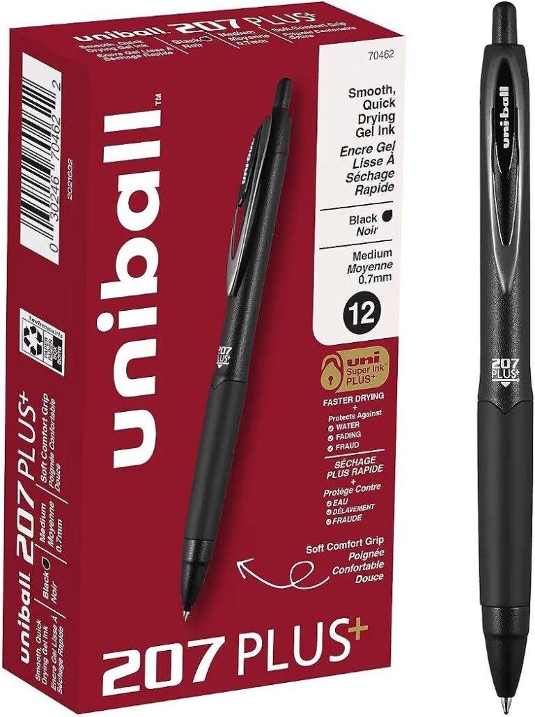 🔥 uniball™ 207 Plus+ Gel Pens, Black Ink, 0.7mm Medium Point, 12 Count  — $10  (was $21)