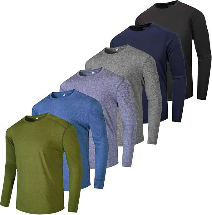 🔥 1 Pack/6 Pack Men’s Long Sleeve T Shirts,Running Sun Protection UPF 50+ Shirts Quick-Dry Workout T-Shirts  — $13  (was $39)