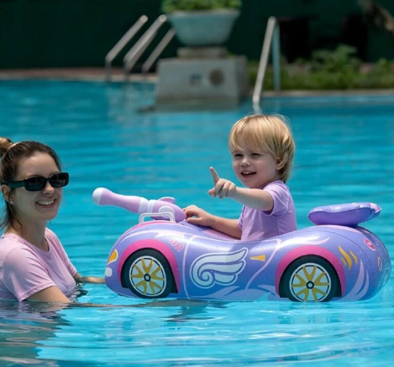 🔥 Swimbobo Toddler Pool Float with Seat Boat Inflatable Ride-on Airplane Pirates Sharks Car for Kids Outdoor Toys  — $6