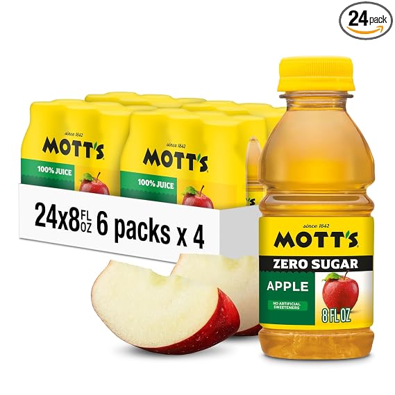 🔥 Mott’s Zero Sugar Apple Juice Drink, 8 fl oz bottles, 24 Count (4 Packs of 6), Apple Flavor, Excellent Source of Vitamin