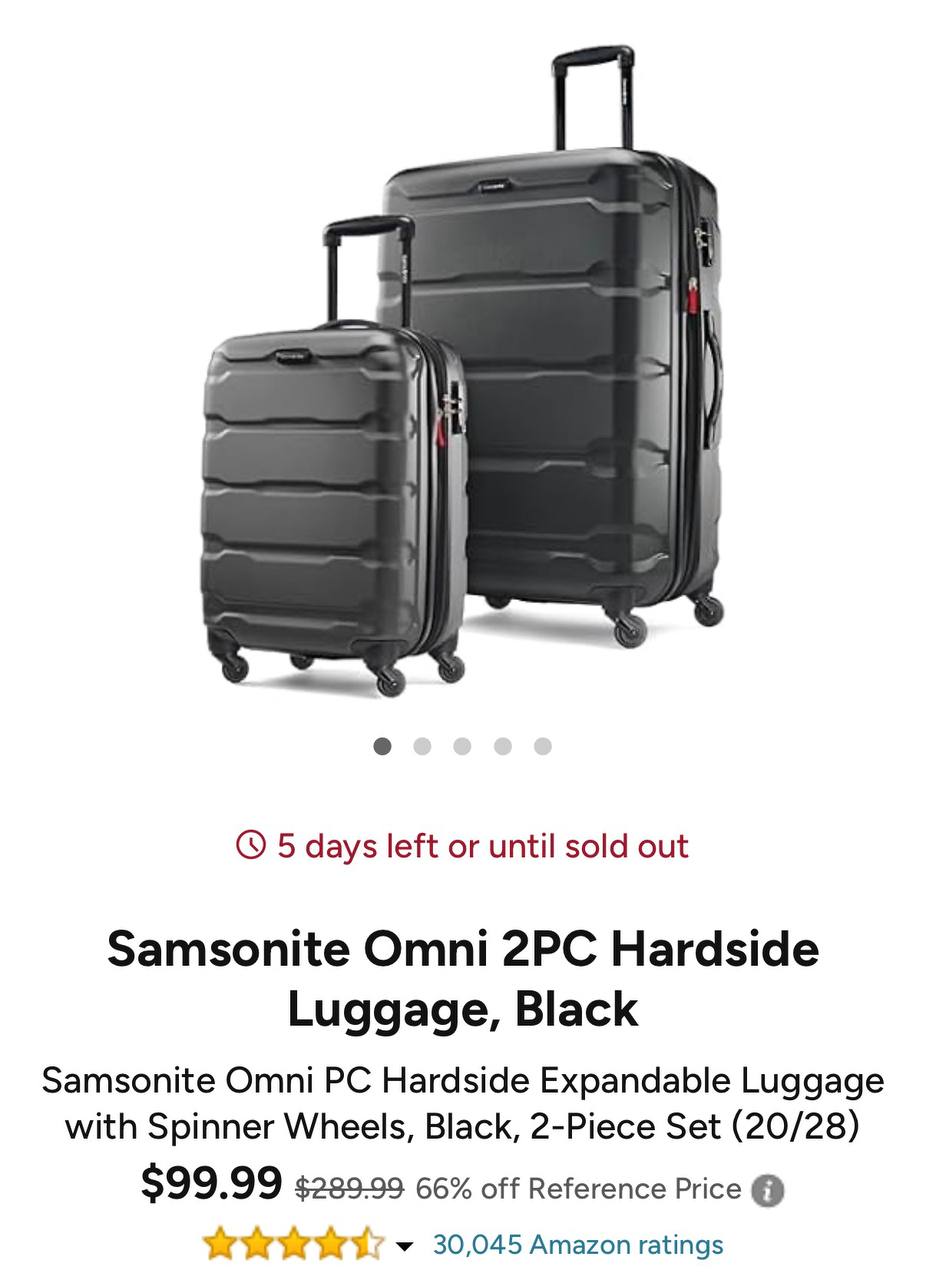 Samsonite Omni 2PC Hardside Luggage, Black