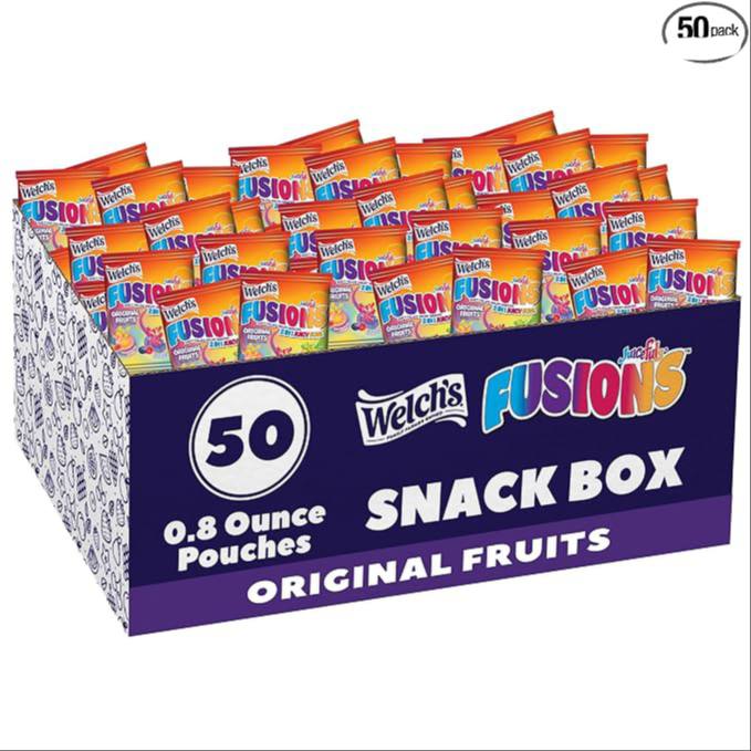 🔥 Welch’s Fruit Snacks Fusions – Original Fruits – 0.8 Oz – 50 Pack | Watermelon Lemon, Blueberry Raspberry, Peach Green A  — $10  (was $17)