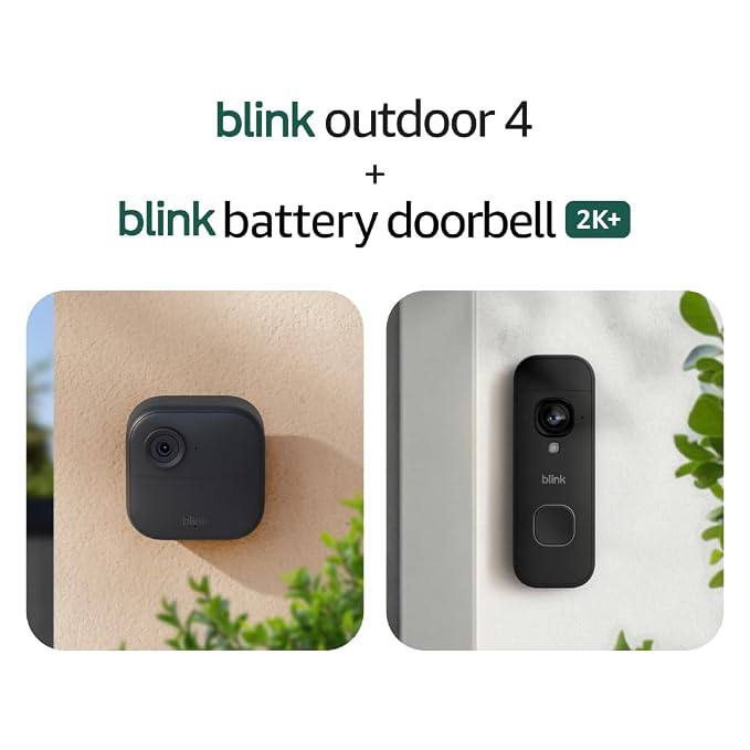 🔥 Blink Outdoor 4 and Battery Doorbell 2K+ (newest model) — Two-year battery 1080p cameras and 2K battery doorbell. Sync M  — $103  (was $259)