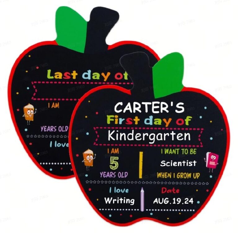 🔥 WhatSign First Day of School Sign – Apple Shape 10″ X 11″ Double Sided Chalkboard Reusable  — $6.99  (was $9.99)