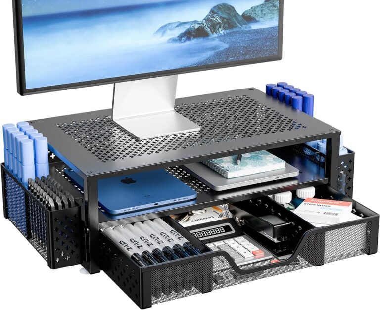 🔥 Simple Trending Monitor Stand with Drawer, 2-Tier Laptop Stand, Black  — $15  (was $36)