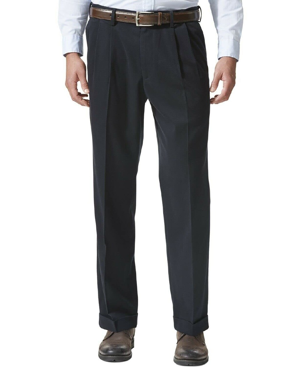 Dockers Men's Relaxed Fit Comfort Khaki Pants-Pleated, Dockers Navy