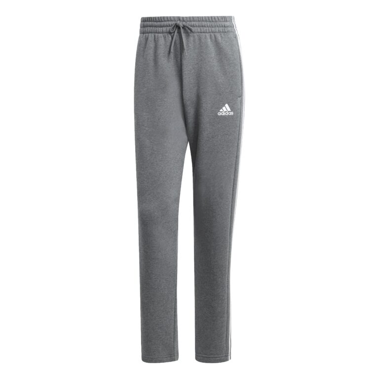 🔥 adidas Mens Essentials 3-Stripes Open Hem Fleece Pants, Dark Grey Heather  — $11.93  (was $50.00)