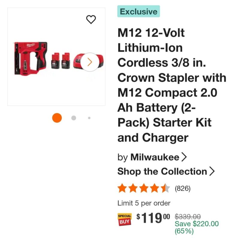 🔥 M12 12-Volt Lithium-Ion Cordless 3/8 in. Crown Stapler with M12 Compact 2.0 Ah Battery (2-Pack) Starter Kit and Charger