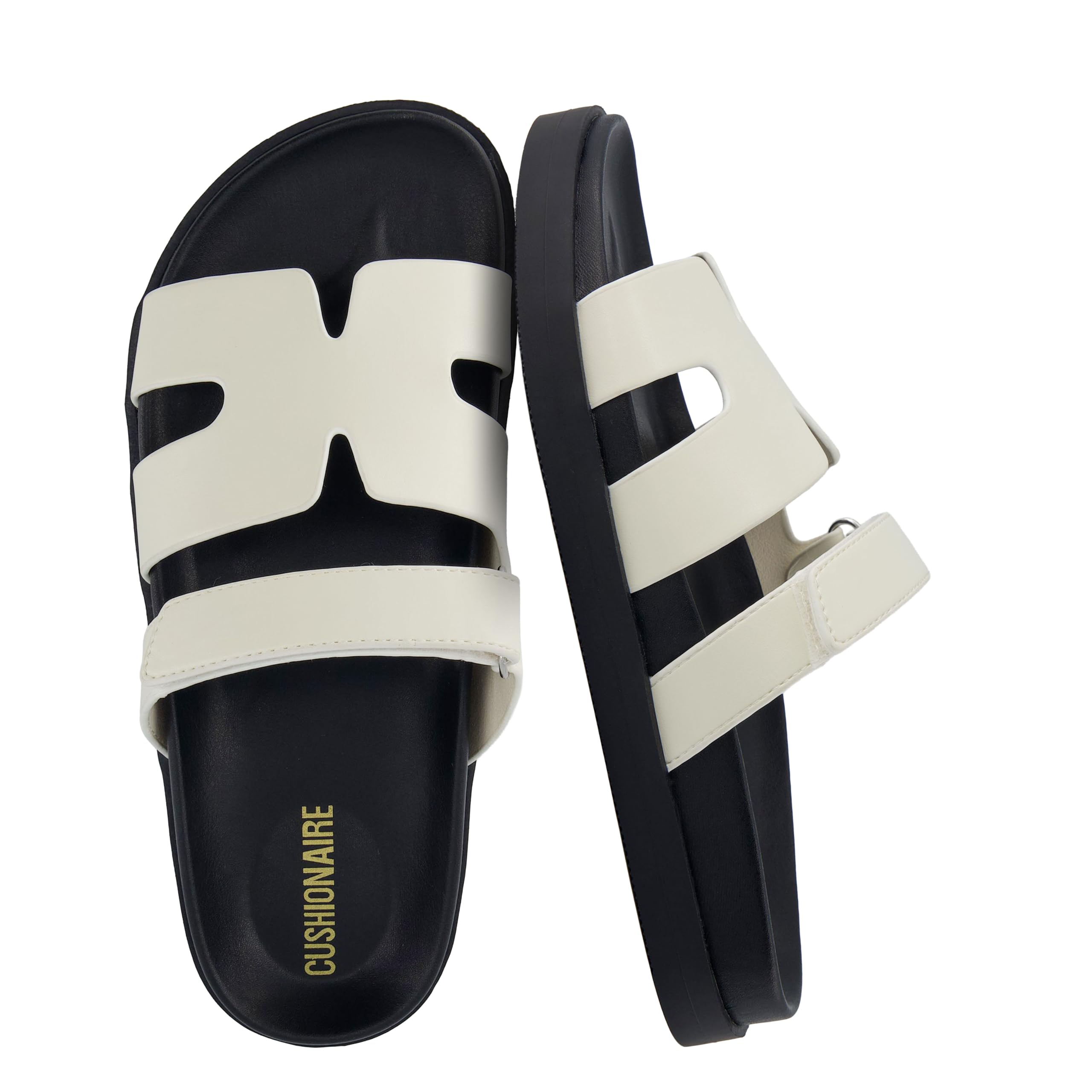 CUSHIONAIRE Estate Womens Sandals with Cut-Out Band & Adjustable Strap with Memory Foam, Summer Sandals for Women
