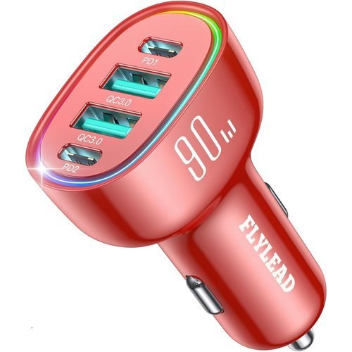 🔥 Car Charger USB C, 4 Port 90W Super Fast Charging for iPhone 17 Car Adapter  — $10.99  (was $20.99)