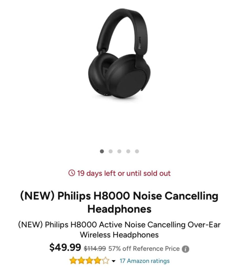 🔥 (NEW) Philips H8000 Noise Cancelling Headphones  — $49  (was $119)