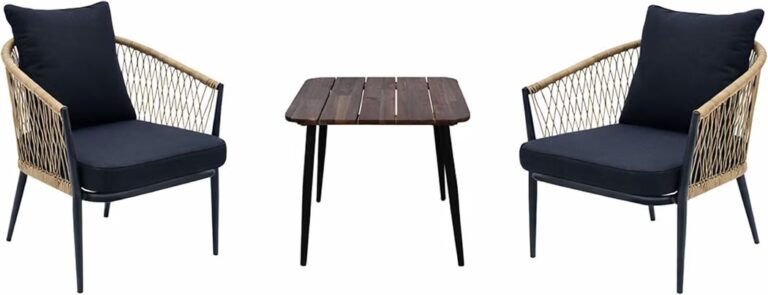 🔥 Alpine Corporation VTFAM166A 3-Piece Outdoor Patio Bistro Set – Wooden Accent Table & 2 Wicker Armchairs with Seat & Bac  — $229  (was $543)