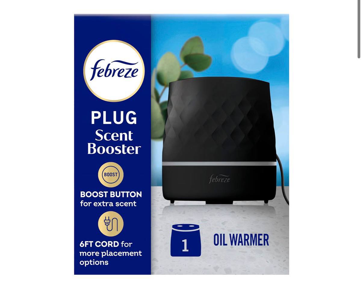 Febreze Plug in Scent Booster Air Freshener Oil Diffuser Black | Black Plug-in oil diffuser. Boosts scent for 40 mins. L