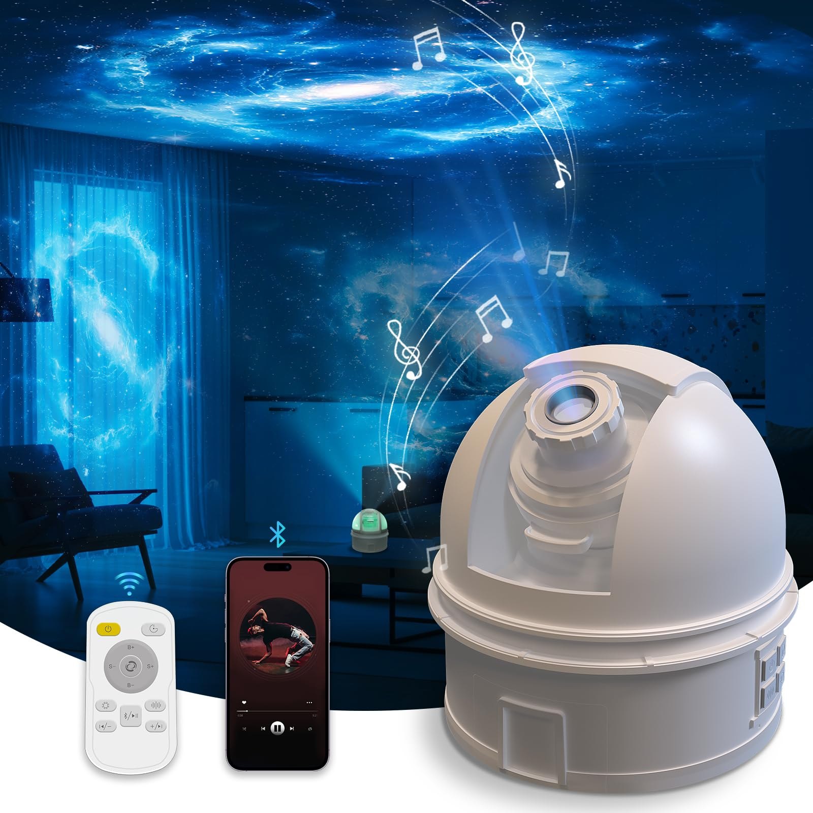 Planetarium Star Projector for Bedroom Decor with Bluetooth Speaker, 12 in 1 Galaxy Projector for Kids Adults Space Gala