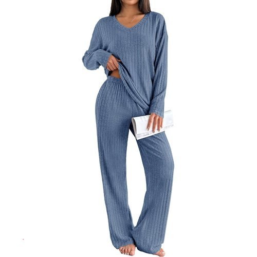 🔥 Ekouaer Lounge Sets for Women Long Sleeve Knit Ribbed Pajama Sets 2 Piece  — $13.99  (was $39.99)