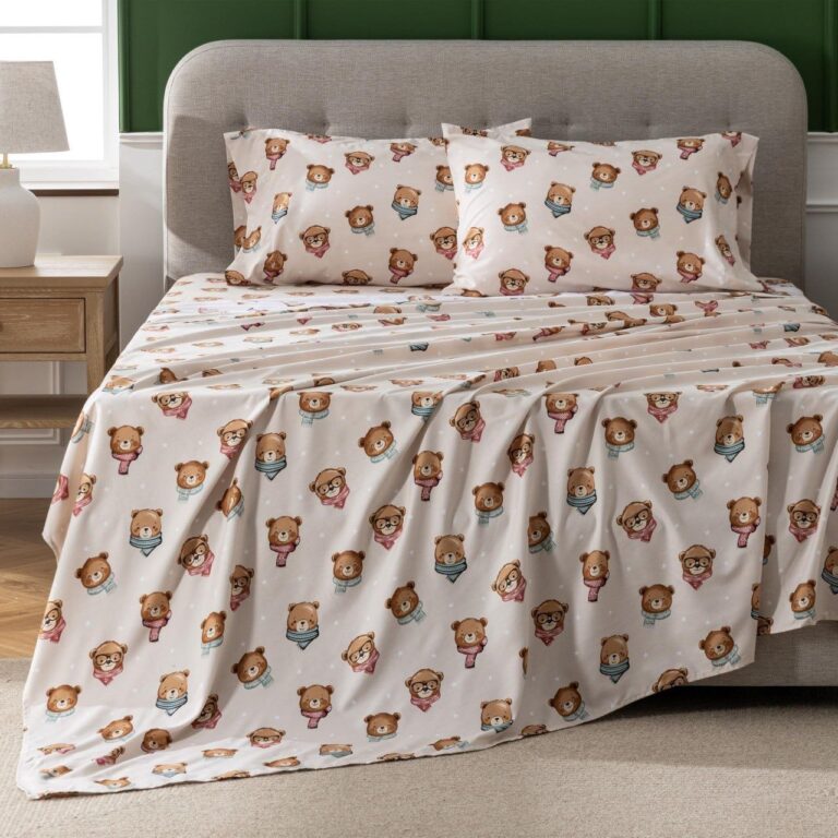 🔥 Cartoon Printed Brushed Microfiber Bedding Set (Queen, Cutie Bears)