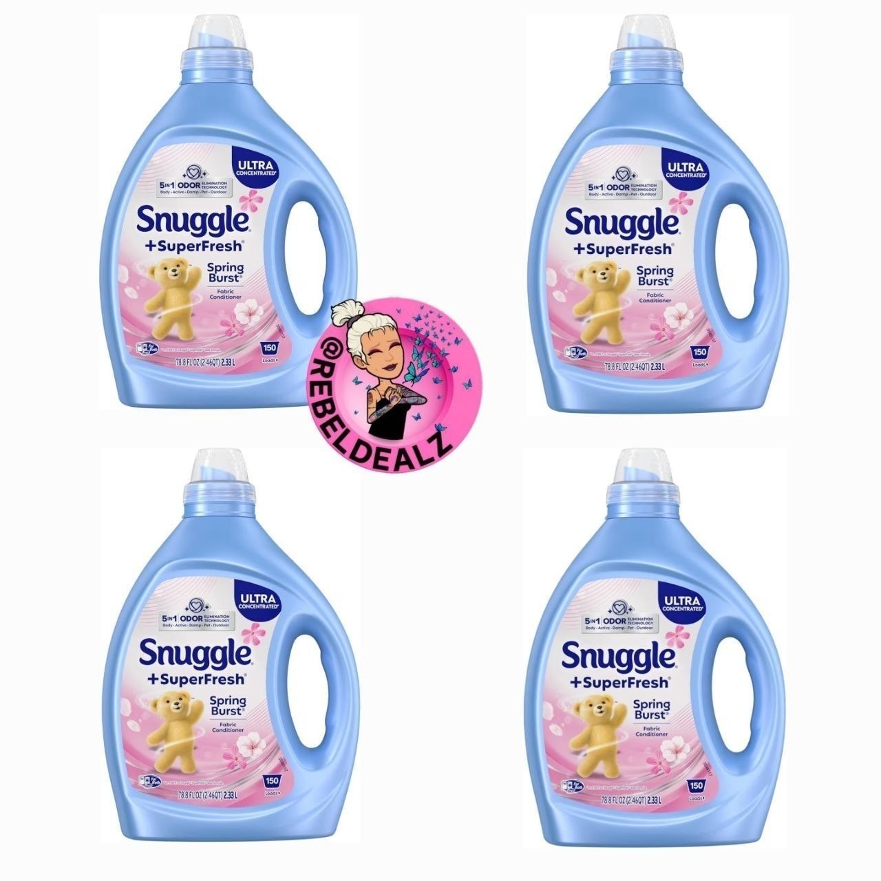 Snuggle SuperFresh Fabric Softener Liquid, Ultra Concentrated, 78.8 Oz, 150 Medium Loads, Spring Burst Fabric Conditione