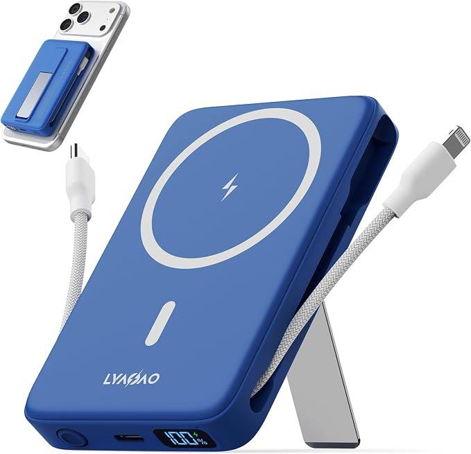 🔥 No More Forget Cables! 10000mAh Ultra Slim Magnetic Power Bank, Built-in USB-C & iPhone Cable, 20W Portable Charger with  — $25  (was $43)