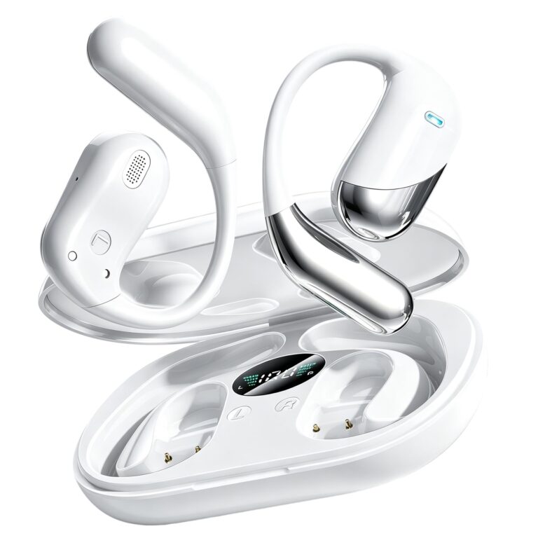 🔥 Ultra Open Ear Headphones, Over Ear Bluetooth Bone Conduction Earbuds | Bluetooth 6.1, LED Digital Display, 60H Playtime