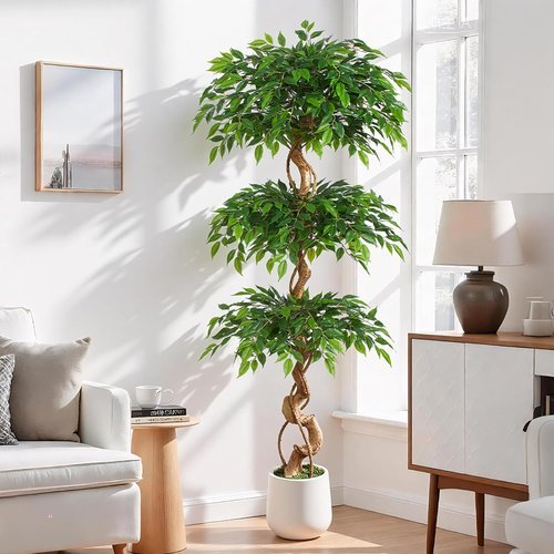 🔥 6ft Large Ficus Artificial Trees in White Pot  — $59.99  (was $119.99)