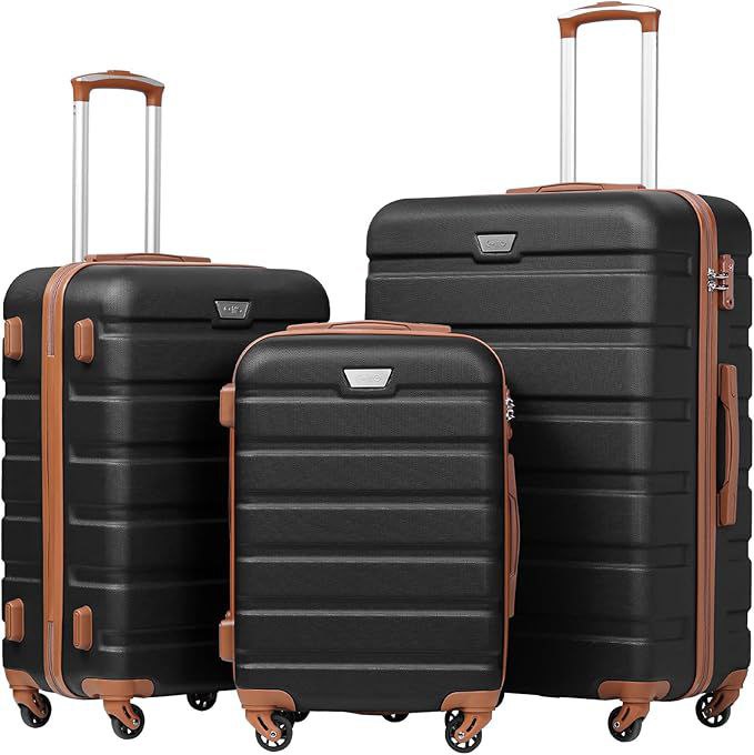 🔥 Coolife Luggage 3 Piece Set Suitcase Spinner Hardshell Lightweight TSA Lock