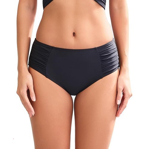 🔥 COCOPEAR Mid Rise Full Coverage Bikini Bottoms for Women Ruched Bathing Suit  — $8.99  (was $17.99)