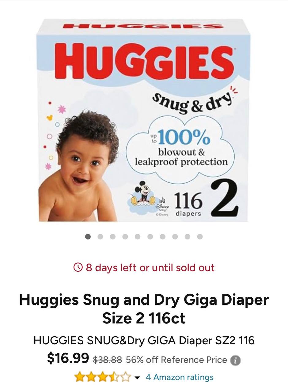 Huggies Snug and Dry Giga Diaper Size 2 116ct