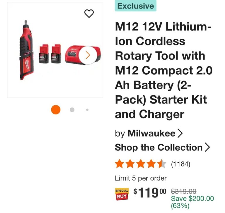 🔥 M12 12V Lithium-Ion Cordless Rotary Tool with M12 Compact 2.0 Ah Battery (2-Pack) Starter Kit and Charger