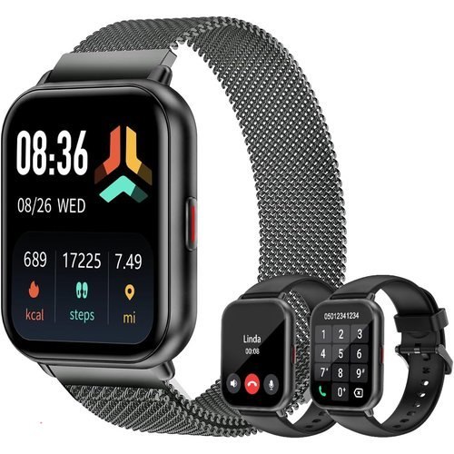 🔥 Smart Watch for Men Women with Call Function, Sport & Metal Bands Black  — $23.99  (was $49.99)