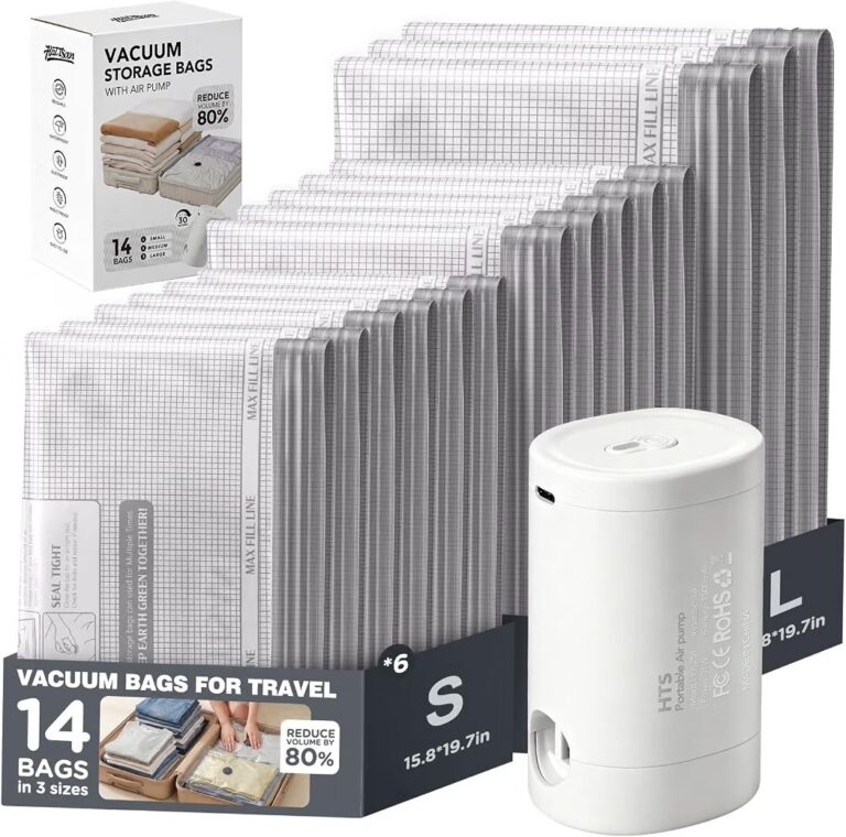 🔥 Vacuum Seal Bags for Clothing Travel with Rechargeable Electric Pump, Space Saver Vacuum Storage Bags Travel, Reusable C  — $8  (was $20)