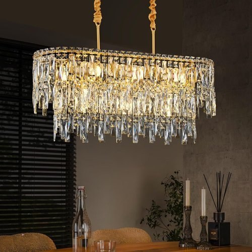 🔥 Modern Gold Crystal Lighting for Room,11 Lights Elegant Oval Lamp  — $200.99  (was $399.99)