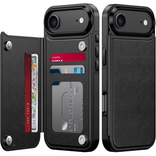 🔥 LETO for iPhone Air Wallet Case, Flip Folio Leather Kickstand Black  — $6.49  (was $12.99)