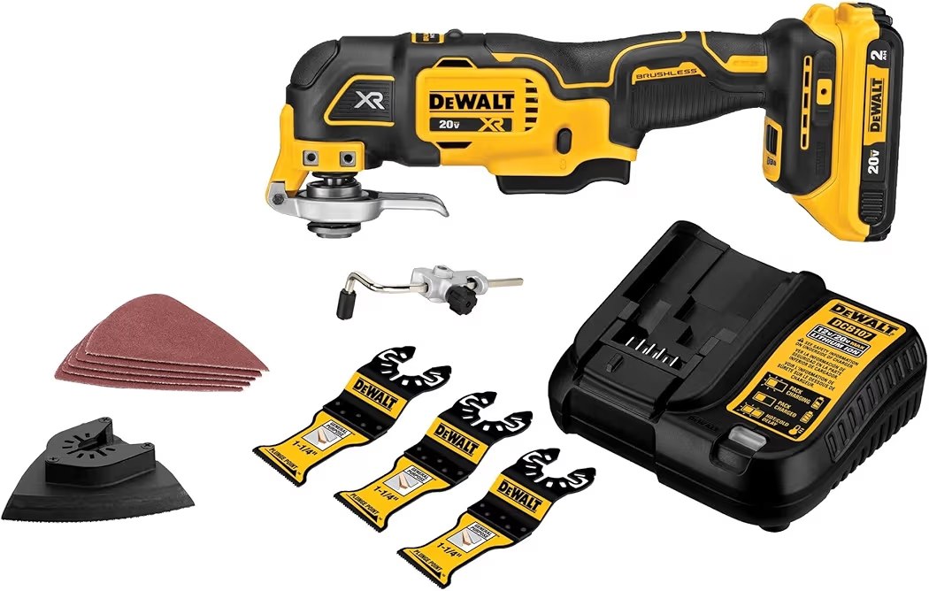 DEWALT 20V MAX XR Oscillating Multi-Tool Kit, Oscillating Tool Accessories, Cordless, 3-Speed, Quick Blade Change, Sand