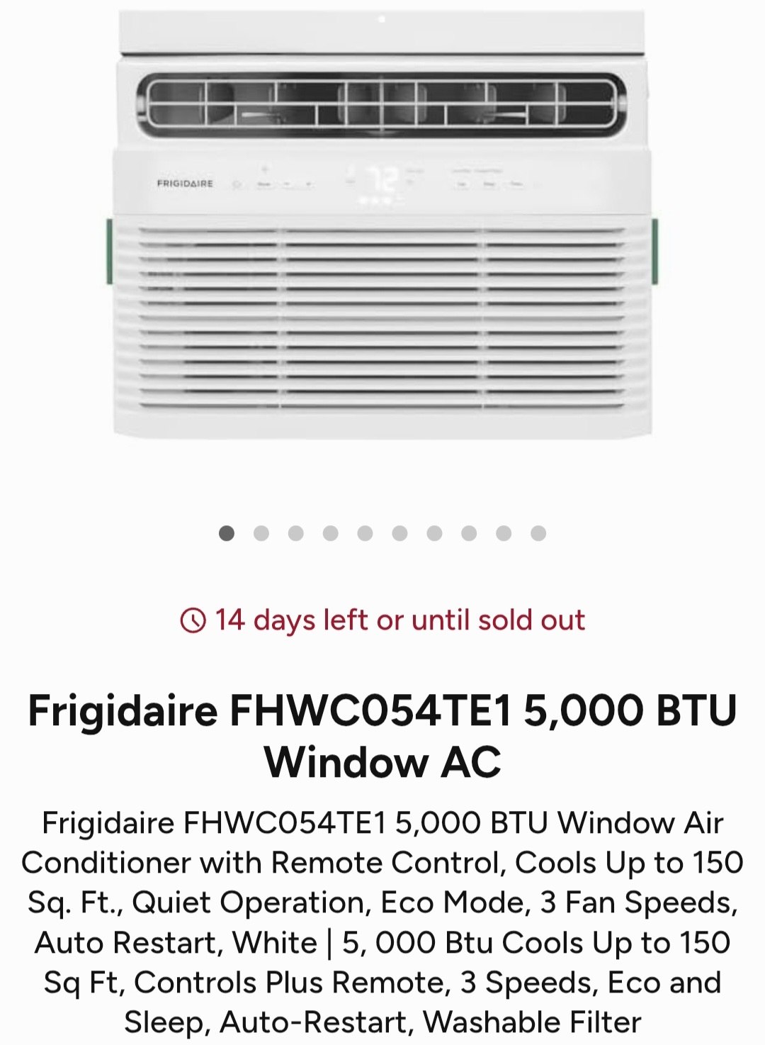 Frigidaire FHWC054TE1 5,000 BTU Window AC