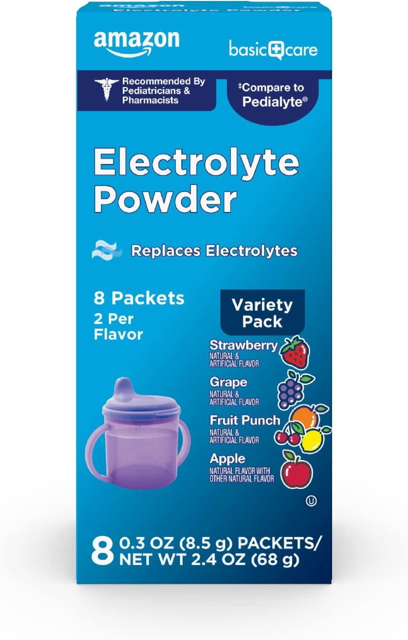 Amazon Basic Care Electrolyte Powder Variety Pack, Apple