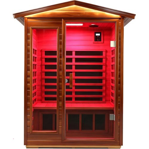 🔥 Red Cedar 2 Person Outdoor Sauna, Ultra Low Emf Far Infrared Sauna with Red  — $345.99  (was $690.00)