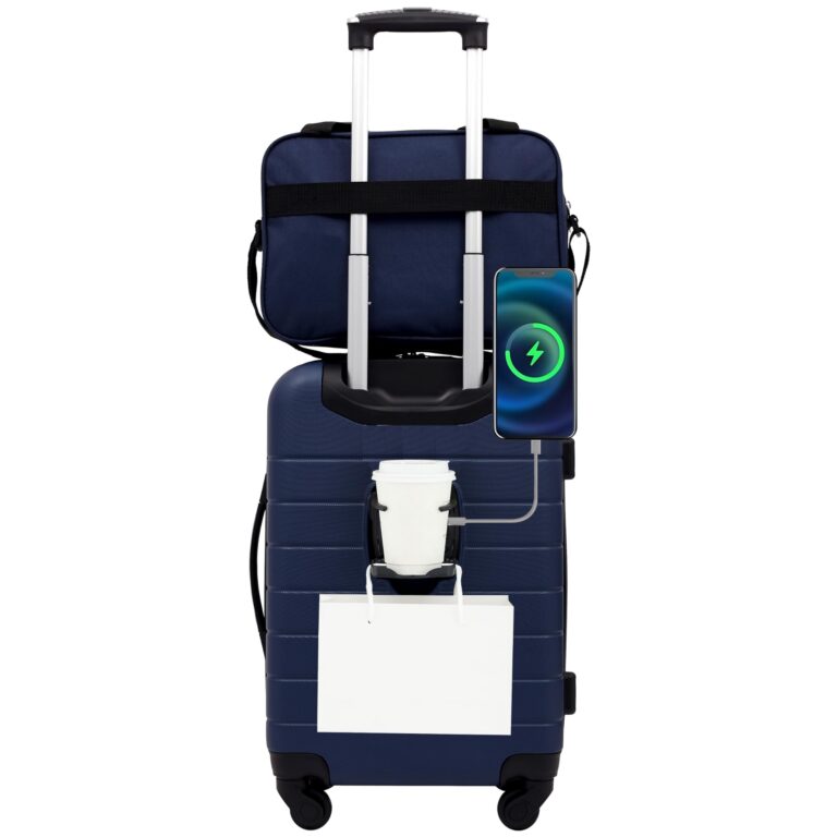 🔥 Wrangler Smart Spinner Hardside Luggage, 2 Piece Set, Navy Blue