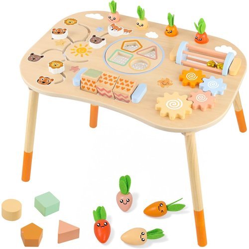 🔥 Wooden Activity Table Baby Activity Center Montessori Toys for 1 Year  — $16.99  (was $33.99)