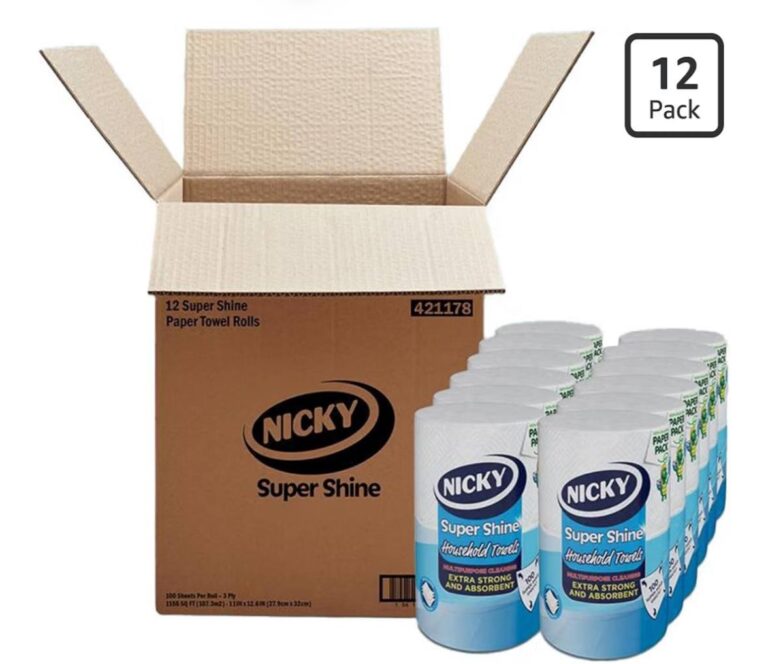 🔥 Nicky® Super Shine Multipurpose Paper Towel | Plastic Free Packaging | Paper Wrap | Larger Sheets | 3 Ply | Ultra Strong  — $13  (was $35)