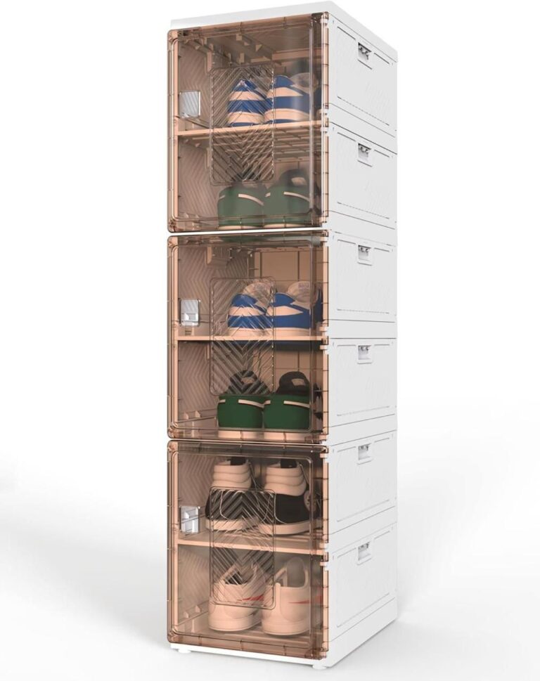 🔥 Shoe Organizer Storage Box, No-Tool Easy Assembly Shoe Box with Magnetic Clear Doors, Large Sneaker Cabinet Bins Sturdy