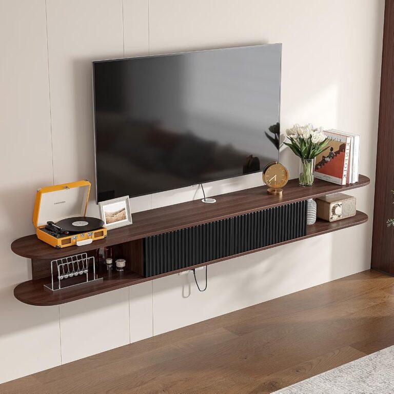 🔥 Floating TV Stand,70” Wall Mounted TV Stand Floating TV Unit Media Console Shelf with 2 Flip-Down Cabinet Doors and 2 O  — $107  (was $260)