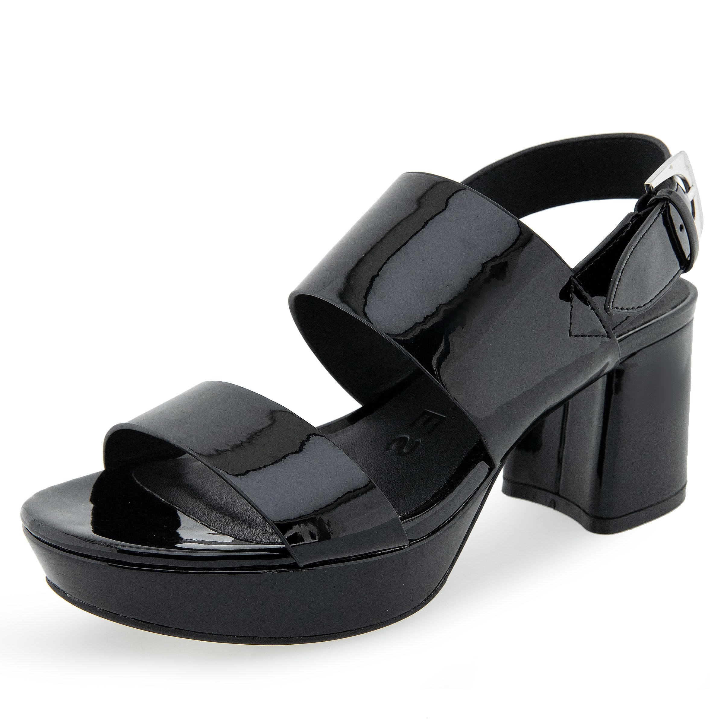 Aerosoles Women's CAMILIA Platform Sandal, Black Patent