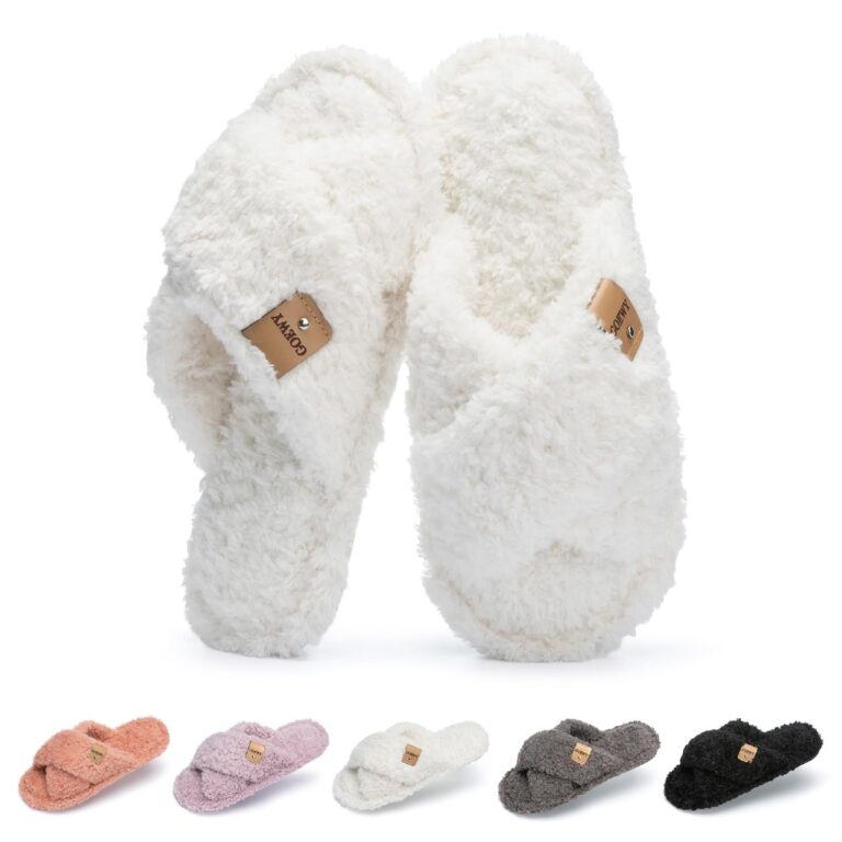 🔥 GOEWY Fuzzy Open Toe Slippers for Women Cozy Memory Foam House Shoes Indoor  — $9.98  (was $24.99)
