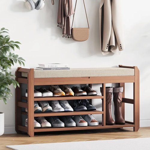ACSWOD 39.4″ Entryway Shoe Rack Bench with Cushion, 3-Tier Storage Bench — $59.99 (was $99.98)