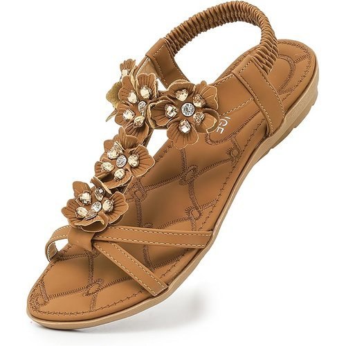 Womens Sandals Flat Dressy Summer Flower Sandals Ankle Strap — $9.99 (was $29.99)